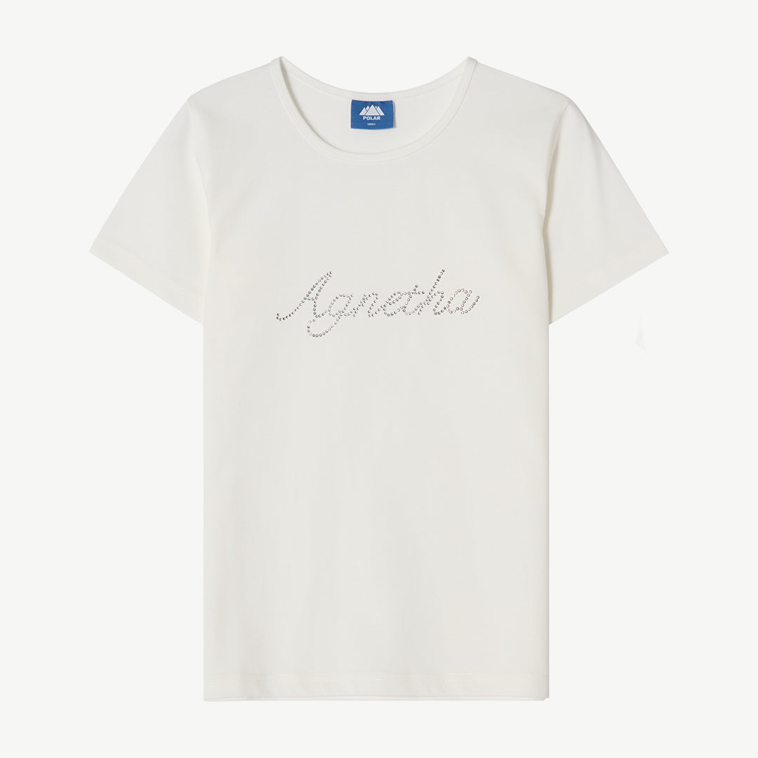 Agnetha Rhinestone Tight Ringer T-shirt